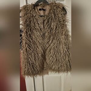 Minuet Petite Shaggy Faux Fur Vest - Brown